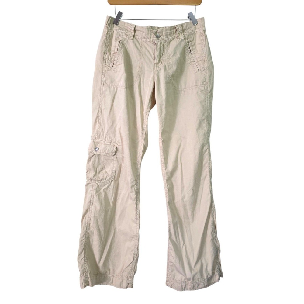 BDG Cream Beige Baggy Low Rise Cotton Cargo Pants Utility Pockets S Small Loose